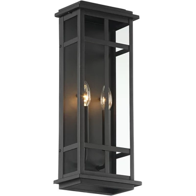 Possini Euro Design Modern Industrial Outdoor Wall Light Fixture Cool Black Windowpane Frame 20" For Post Exterior Barn Deck House - Image 4
