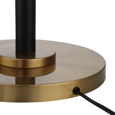Possini Euro Design Modern Torchiere Floor Lamp LED 72" Tall Black Antique Brass White Glass Shade For Living Room Reading Uplight - Image 5