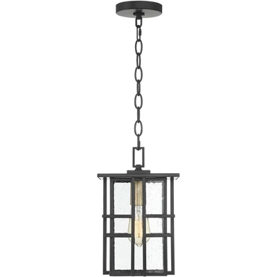 Possini Euro Design Arley Modern Outdoor Hanging Light Black Geometric Frame 12 1/2" Seedy Glass For Post Exterior Barn Deck House Porch Yard Patio - Image 6