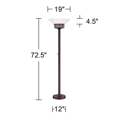 Possini Euro Design Light Blaster Modern Torchiere Floor Lamp 72 1/2" Tall Warm Bronze LED White Frosted Glass Bowl Shade For Living Room Bedroom Home - Image 6