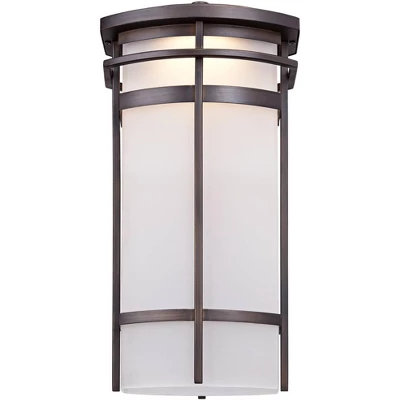 Possini Euro Design Theola Modern Outdoor Wall Light Fixture Bronze LED 16 1/4" Etched Glass Shade For Post Exterior Barn Deck House Porch Yard Patio - Image 3