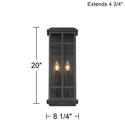 Possini Euro Design Modern Industrial Outdoor Wall Light Fixture Cool Black Windowpane Frame 20" For Post Exterior Barn Deck House - Image 7