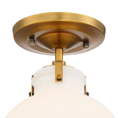 Possini Euro Design Modern Ceiling Light Semi Flush Mount Fixture 9 1/2" Wide Gold Shapely Opal Glass Shade For Bedroom Kitchen Living Room Hallway - Image 2