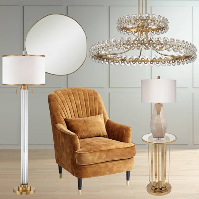 Possini Euro Design Rorschach Uneven Round Vanity Wall Mirror Modern Champagne Frame 30" Wide For Bathroom Bedroom Living Room Office Entryway House - Image 6