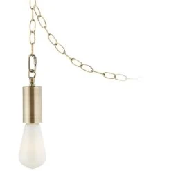 Antique Brass Plug-In Hanging Swag Chandelier With Milky ST21 LED Bulb