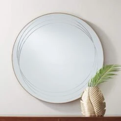 Aurelia Gold Iron 32" Round Wall Mirror
