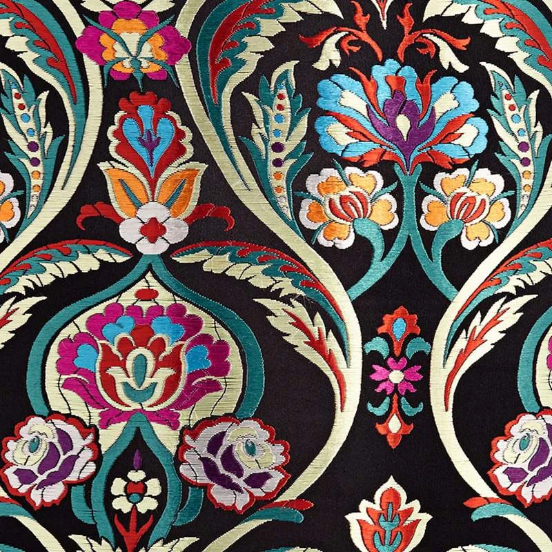 Color Embroidery 15" Wide Antique Brass Plug-In Swag Chandelier - Image 2