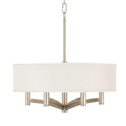 Cream Textured Ava 6-Light Nickel Pendant Chandelier