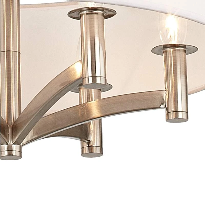 Cream Textured Ava 6-Light Nickel Pendant Chandelier - Image 2