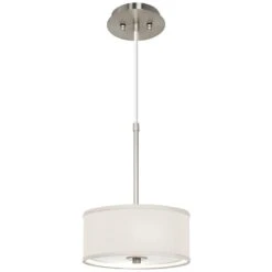 Cream Textured Faux Silk 10 1/4" Wide Mini Pendant