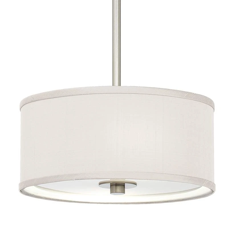 Cream Textured Faux Silk 10 1/4" Wide Mini Pendant - Image 2