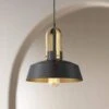 Harmonic 12" Wide Black And Warm Brass Mini Pendant Light