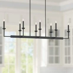 Kime 50" Wide Black 8-Light Trestle Island Chandelier