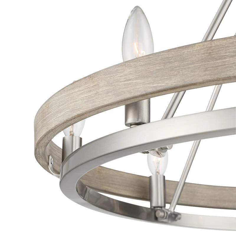 Lora 29 1/4" Wide Nickel And Gray Wood Finish 8-Light Ring Chandelier - Image 3