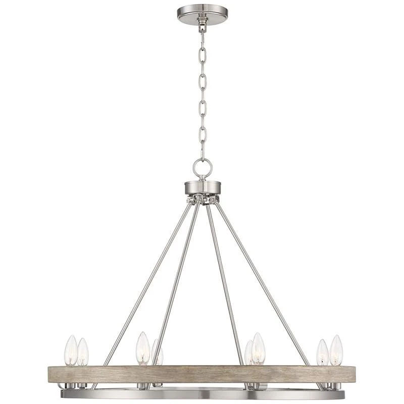 Lora 29 1/4" Wide Nickel And Gray Wood Finish 8-Light Ring Chandelier - Image 6