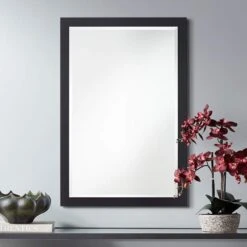 Metzeo Matte Black 22" X 33" Rectangular Wall Mirror