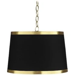 Possini Euro 15" Wide Modern Luxe Black Gold Metallic Pendant Light