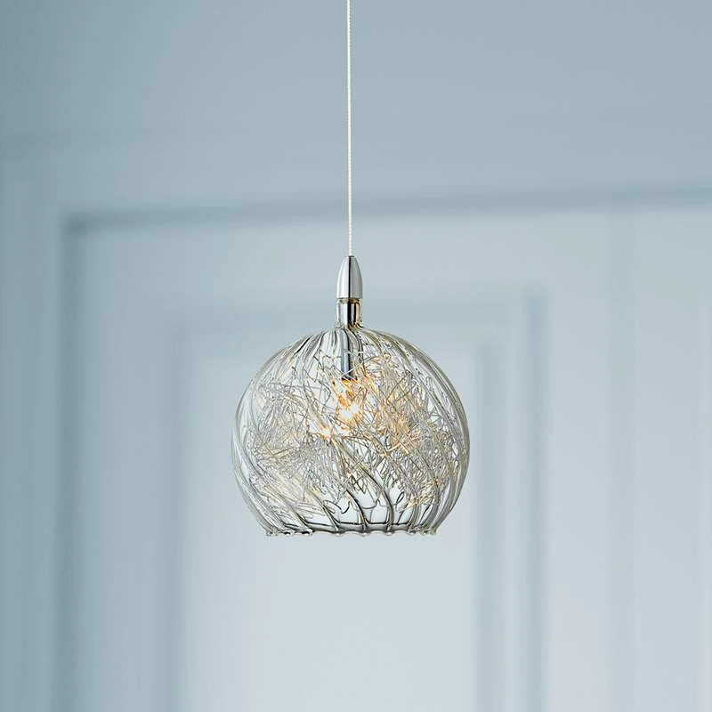 Possini Euro 4 1/2" Wide Swirl Wire Glass Mini Pendant Light - Image 2
