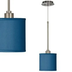 Possini Euro 7" Wide Blue Faux Silk Shade Mini Pendant Light