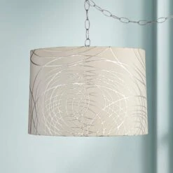 Possini Euro Abstract Silver Circles 16" Wide Plug-In Swag Chandelier