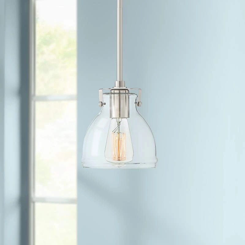 Possini Euro Bellis 6 1/2" Wide Nickel And Clear Glass Mini Pendant