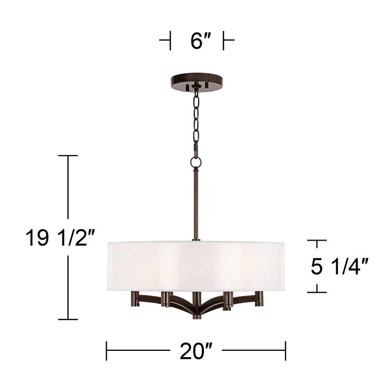 Possini Euro Blue Faux Silk Ava 6-Light Bronze Pendant Chandelier - Image 4