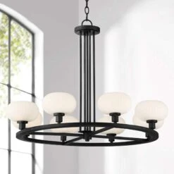 Possini Euro Brennan 31" Wide Matte Black 8-Light Chandelier