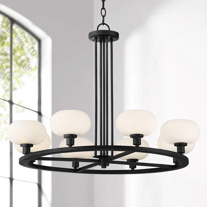 Possini Euro Brennan 31" Wide Matte Black 8-Light Chandelier