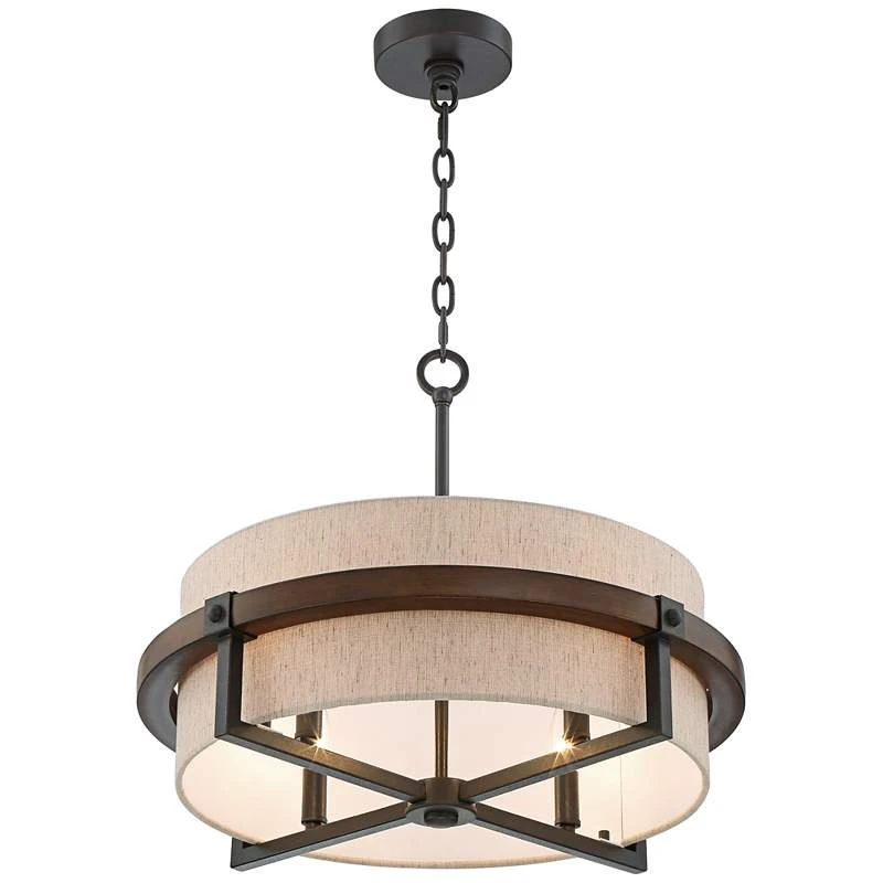 Possini Euro Castille 22" Wide Bronze Rustic Modern Pendant Light - Image 6