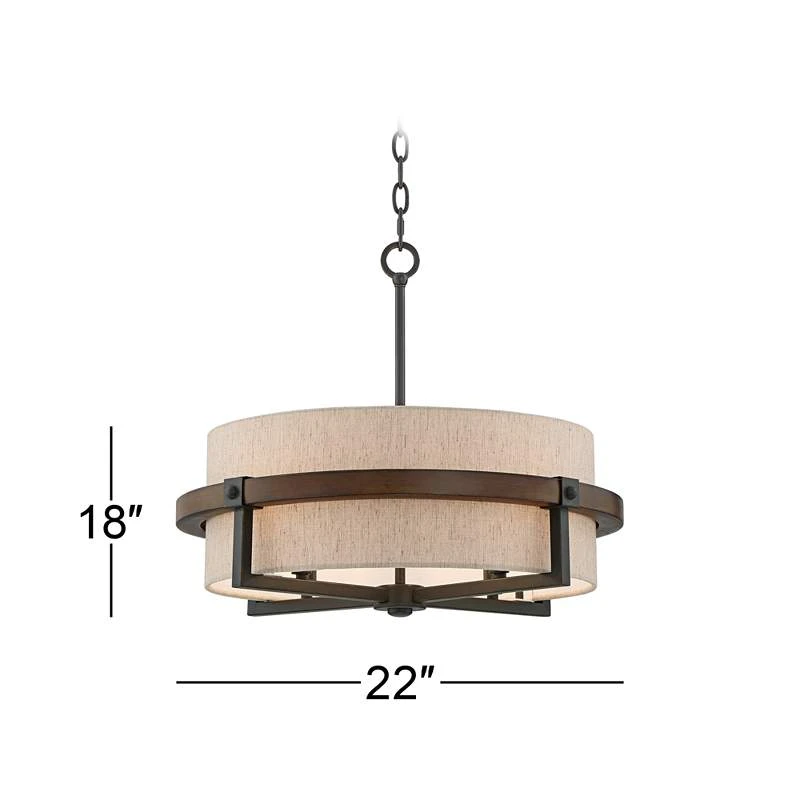 Possini Euro Castille 22" Wide Bronze Rustic Modern Pendant Light - Image 7