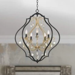 Possini Euro Clara 26 1/2" Wide Black And Soft Gold 5-Light Chandelier
