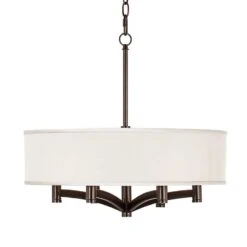 Possini Euro Cream Textured Ava 6-Light Bronze Pendant Chandelier