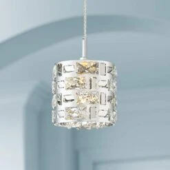 Possini Euro Crystal Rain 6" Wide Chrome Mini LED Pendant