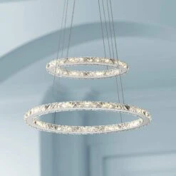 Possini Euro Glenna 23 3/4" Wide Chrome 2-Ring LED Pendant Light