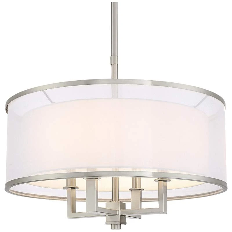 Possini Euro Glover 21" Wide Brushed Nickel 4-Light Modern Pendant - Image 3