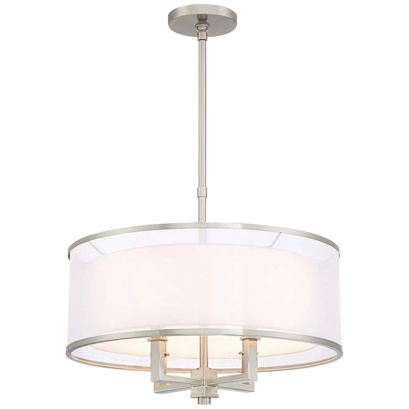 Possini Euro Glover 21" Wide Brushed Nickel 4-Light Modern Pendant - Image 6