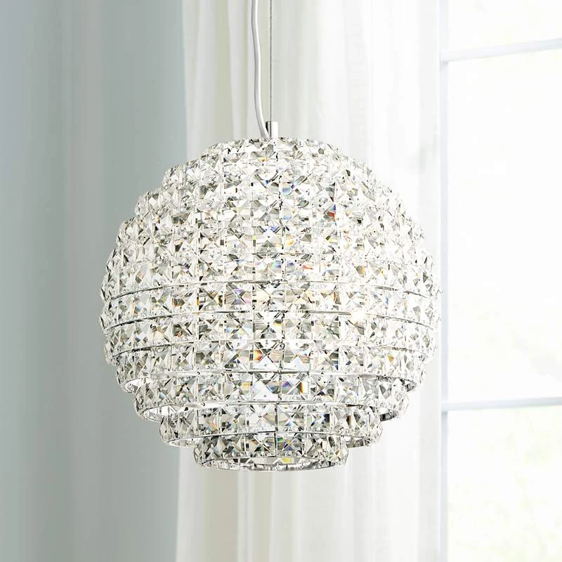 Possini Euro Gorgo 12" Wide Chrome And Crystal Modern Mini Pendant