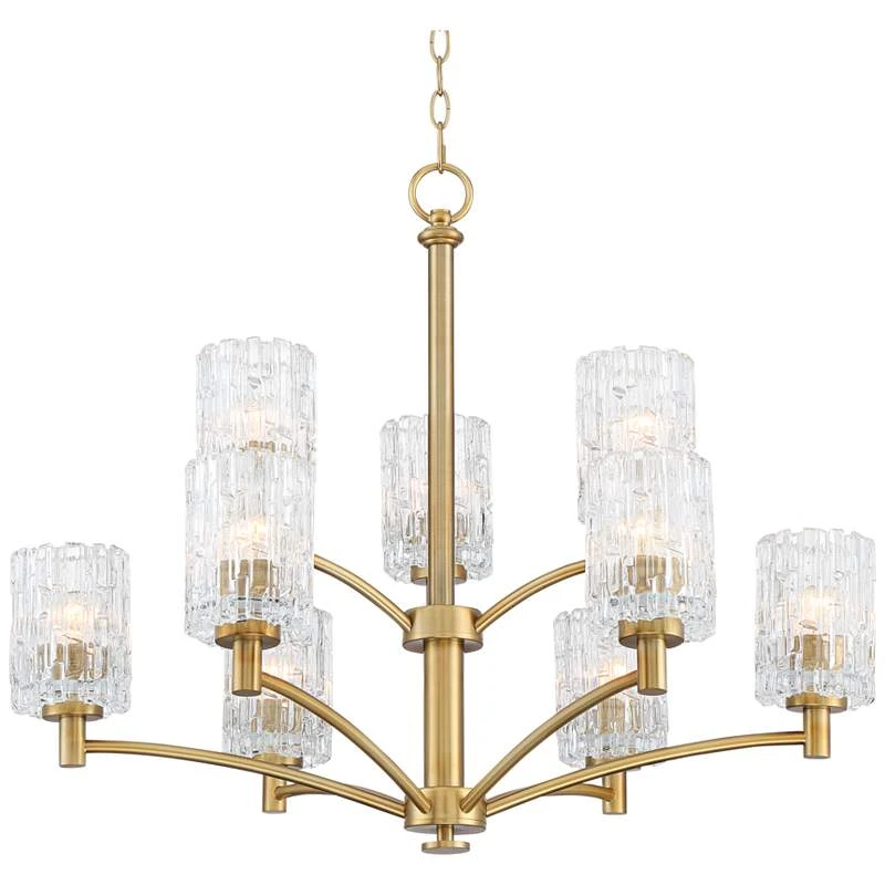 Possini Euro Icelight 31 1/2"W Warm Brass 9-Light Chandelier - Image 2