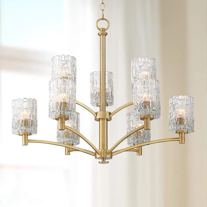 Possini Euro Icelight 31 1/2"W Warm Brass 9-Light Chandelier