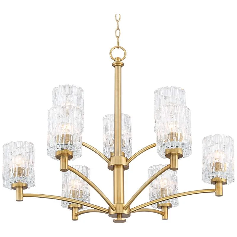 Possini Euro Icelight 31 1/2"W Warm Brass 9-Light Chandelier - Image 3