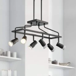 Possini Euro James 23 3/4" Wide Gloss Black 6-Light Island Chandelier