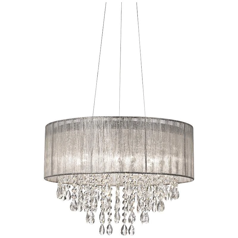 Possini Euro Jolie 20" Wide Silver Fabric Crystal Chandelier - Image 3