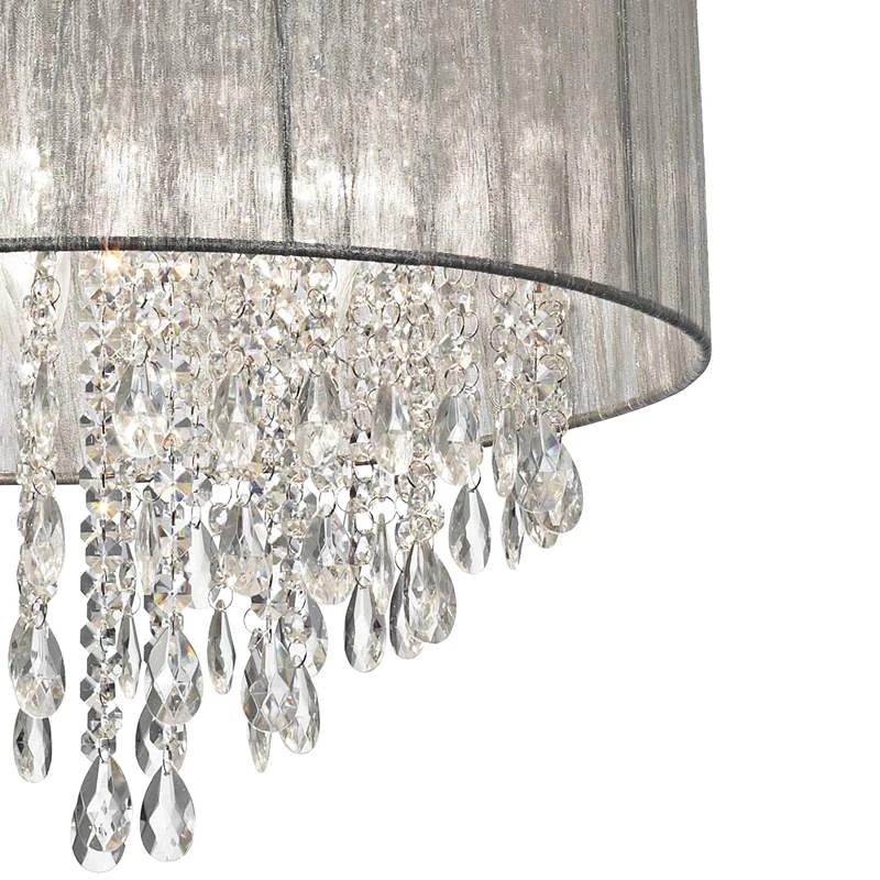 Possini Euro Jolie 20" Wide Silver Fabric Crystal Chandelier - Image 4