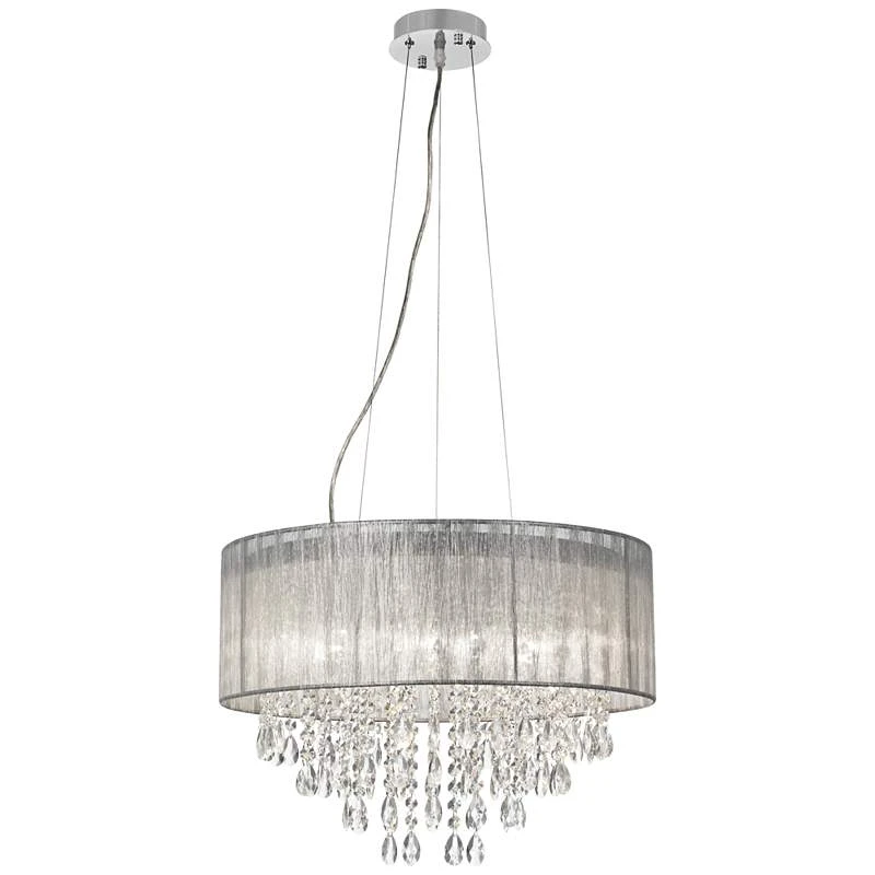 Possini Euro Jolie 20" Wide Silver Fabric Crystal Chandelier - Image 6