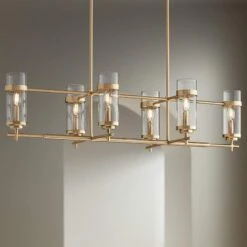 Possini Euro Mikel 42" Wide Soft Gold 6-Light Island Pendant