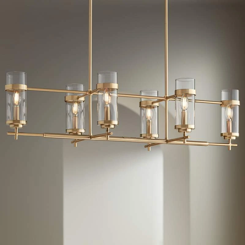 Possini Euro Mikel 42" Wide Soft Gold 6-Light Island Pendant