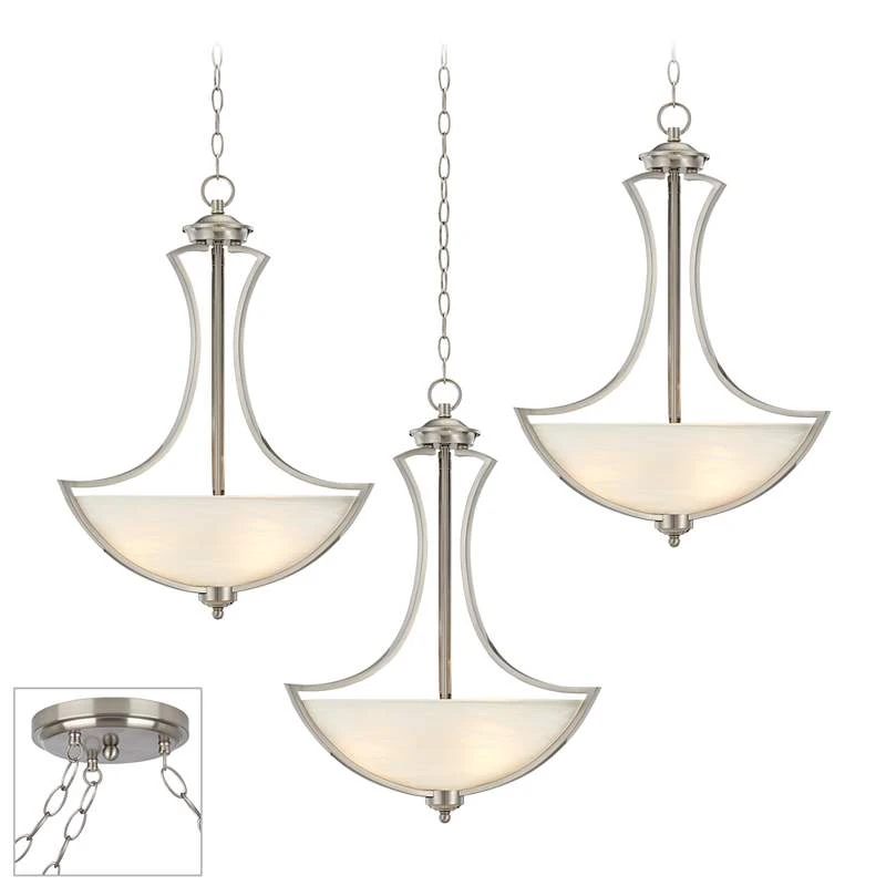 Possini Euro Milbury Brushed Nickel 3-Light Swag Chandelier
