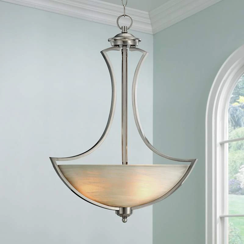 Possini Euro Milbury Brushed Nickel 3-Light Swag Chandelier - Image 7