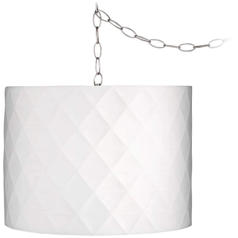 Possini Euro Off-White 15" Wide Brushed Nickel Plug-In Swag Chandelier