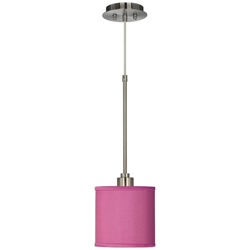 Possini Euro Pink Orchid 7" Wide Faux Silk Mini Pendant Light - Image 2